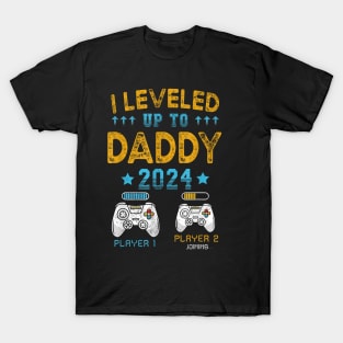 I Leveled Up To Daddy 2024 Funny Soon To Be Dad 2024 T-Shirt